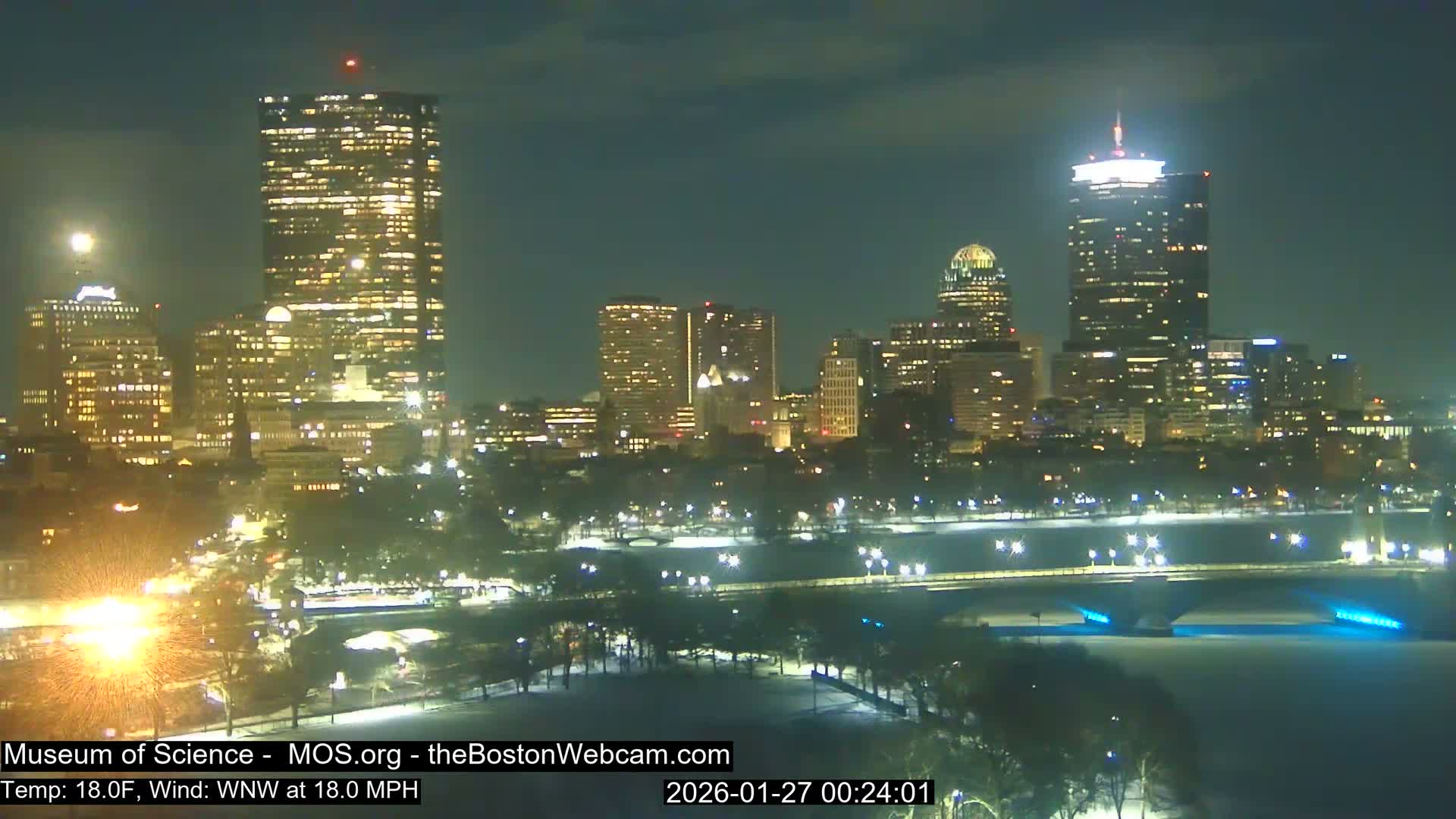Charles River & Boston City View Live Cam - Boston, Massachusetts, USA