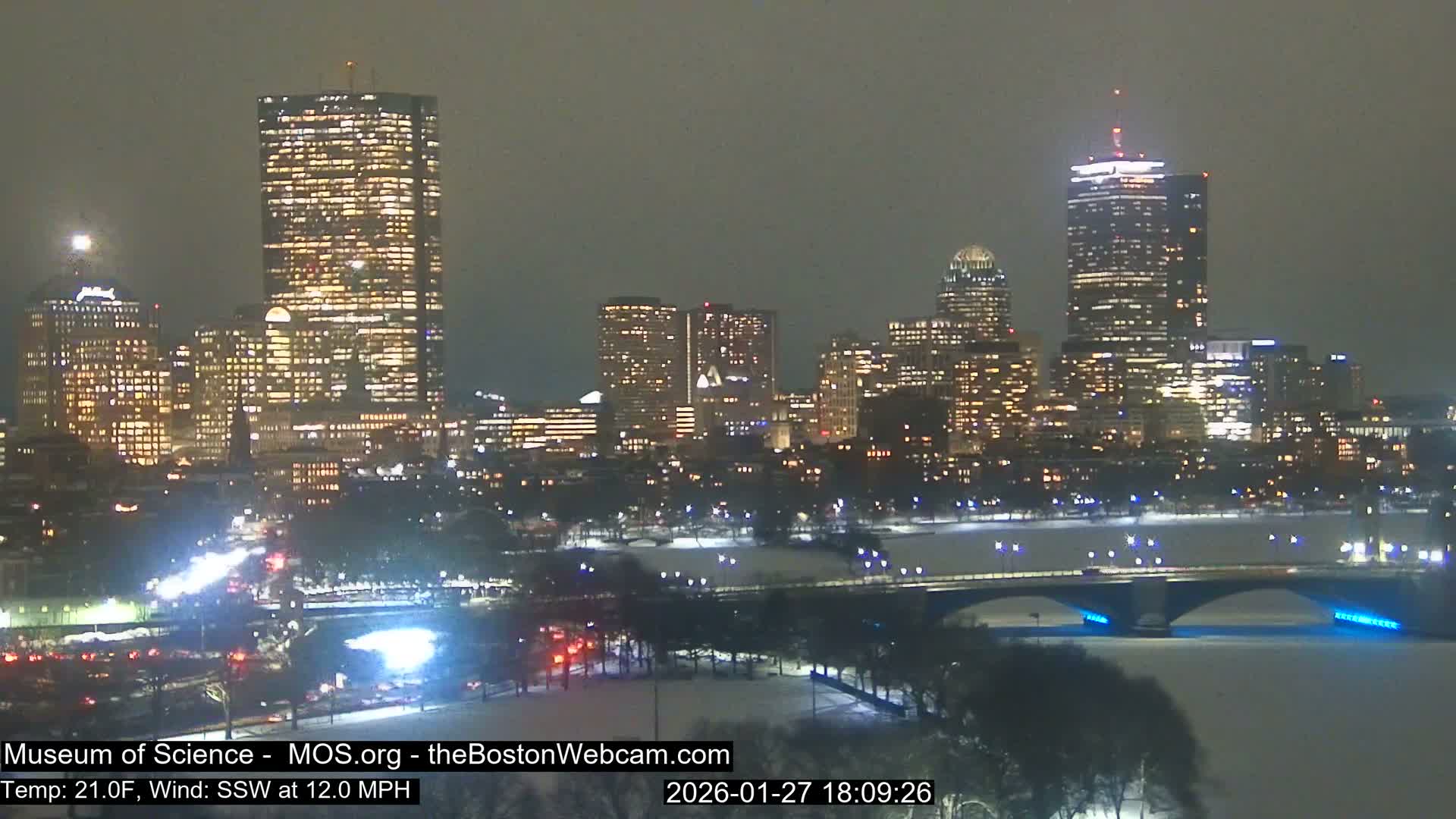 Charles River & Boston City View Live Cam - Boston, Massachusetts, USA