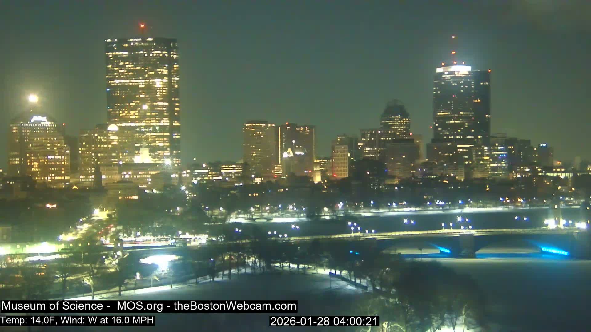Charles River & Boston City View Live Cam - Boston, Massachusetts, USA