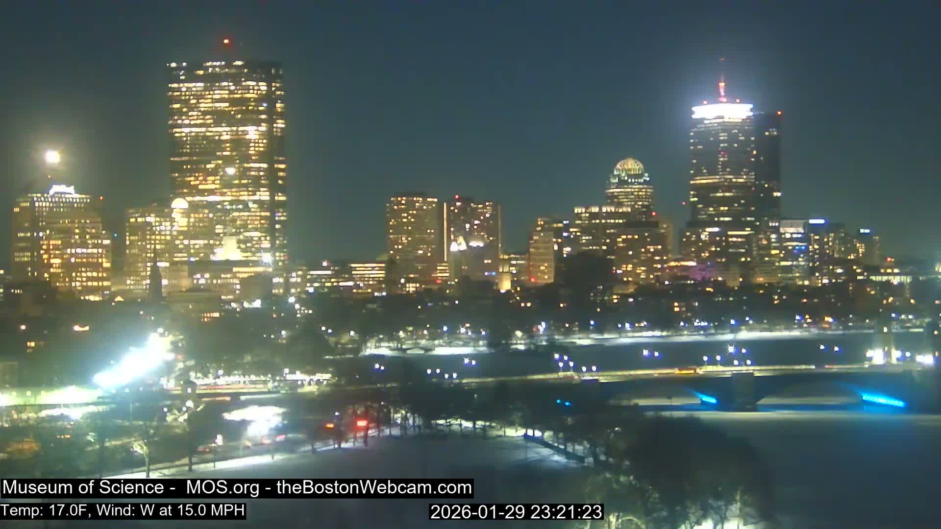 Charles River & Boston City View Live Cam - Boston, Massachusetts, USA