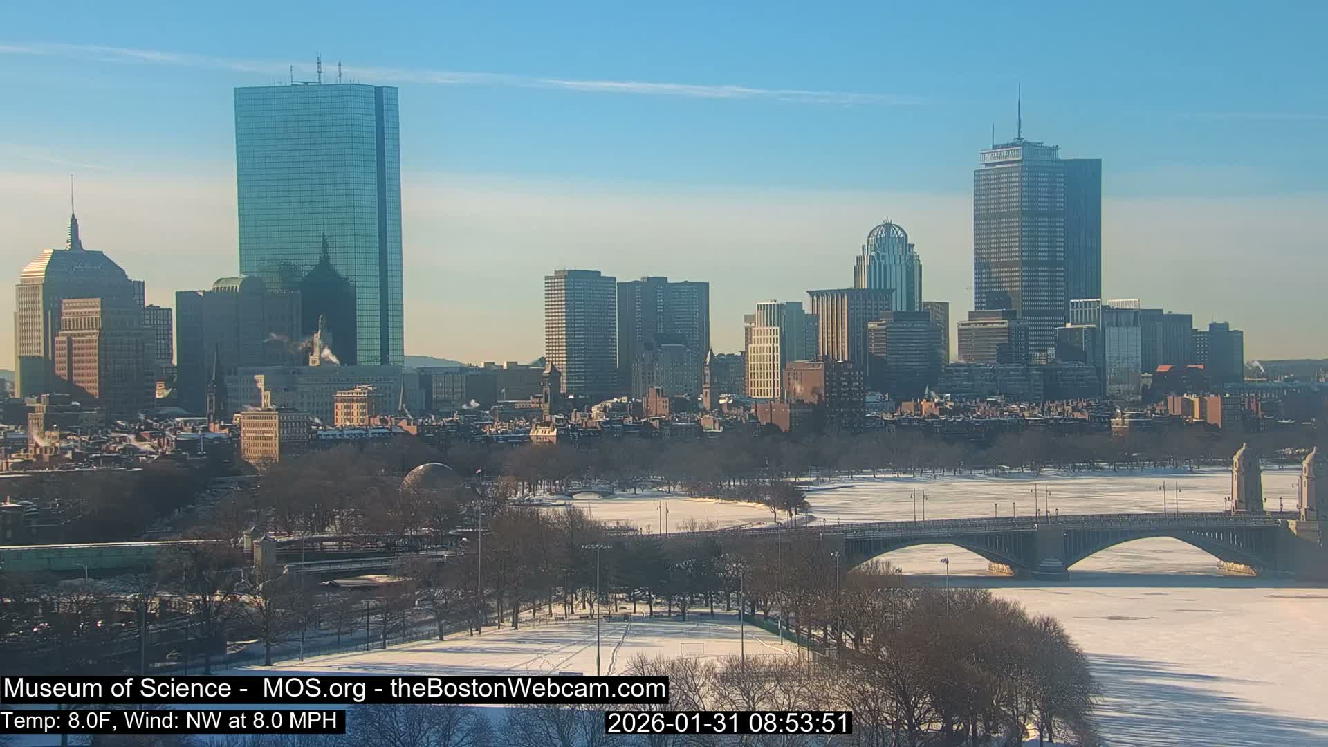 Charles River & Boston City View Live Cam - Boston, Massachusetts, USA