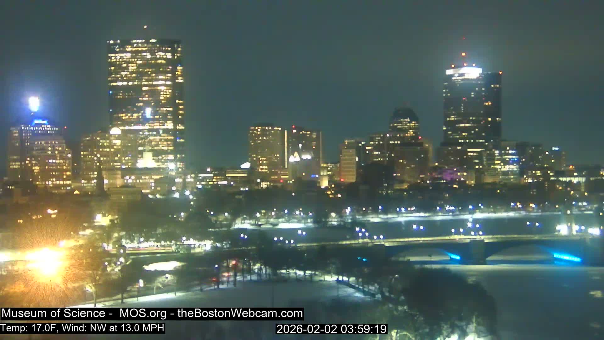 Charles River & Boston City View Live Cam - Boston, Massachusetts, USA