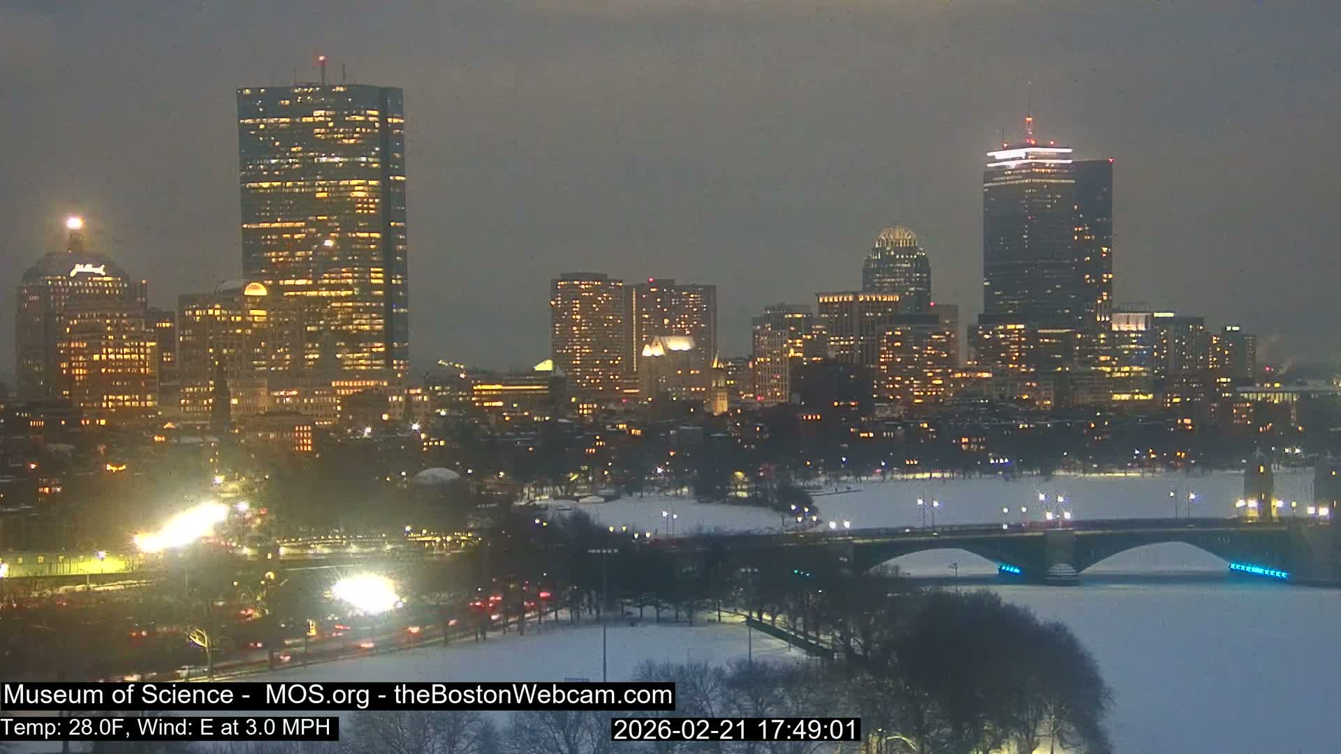 Charles River & Boston City View Live Cam - Boston, Massachusetts, USA