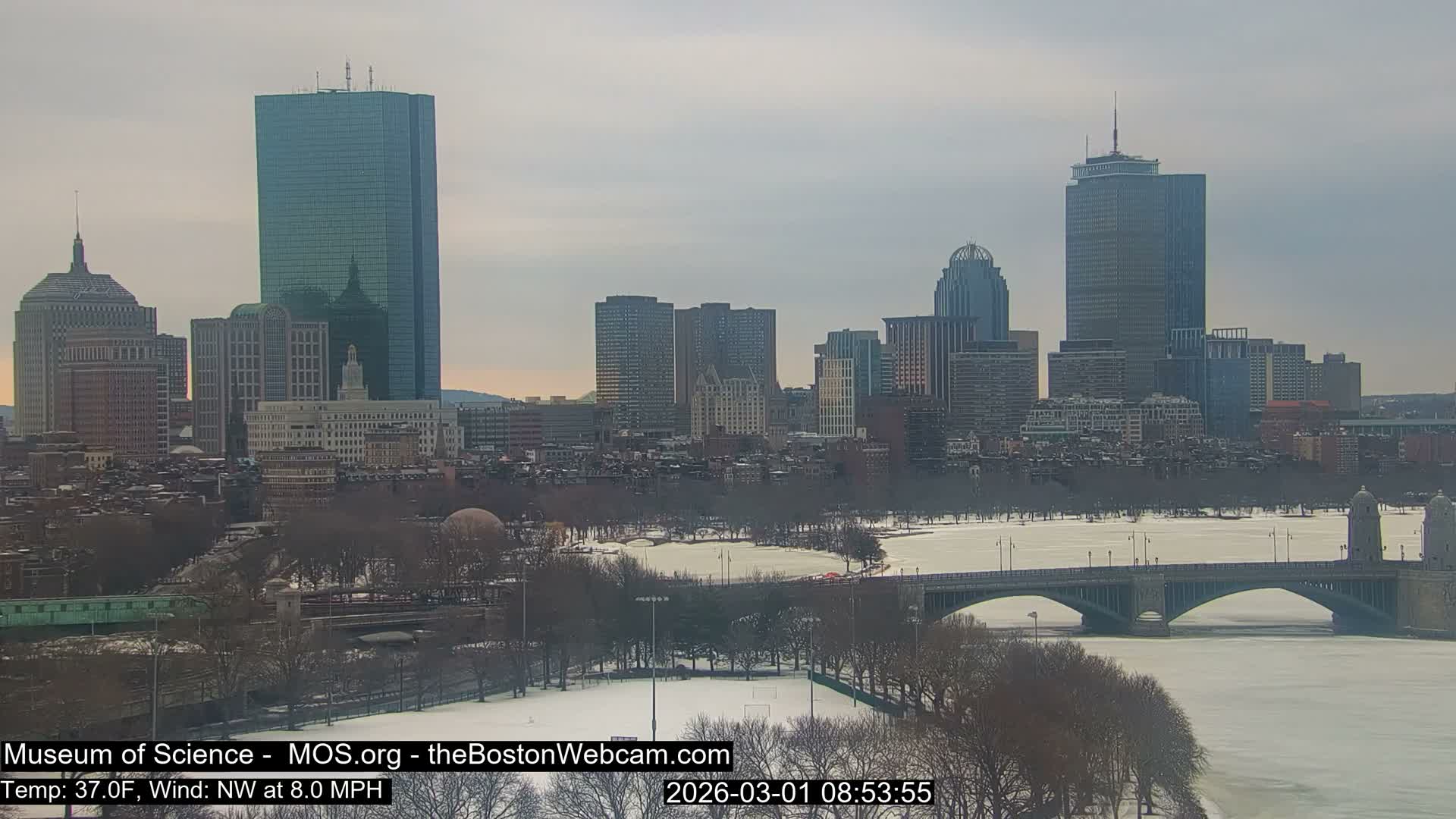 Charles River & Boston City View Live Cam - Boston, Massachusetts, USA