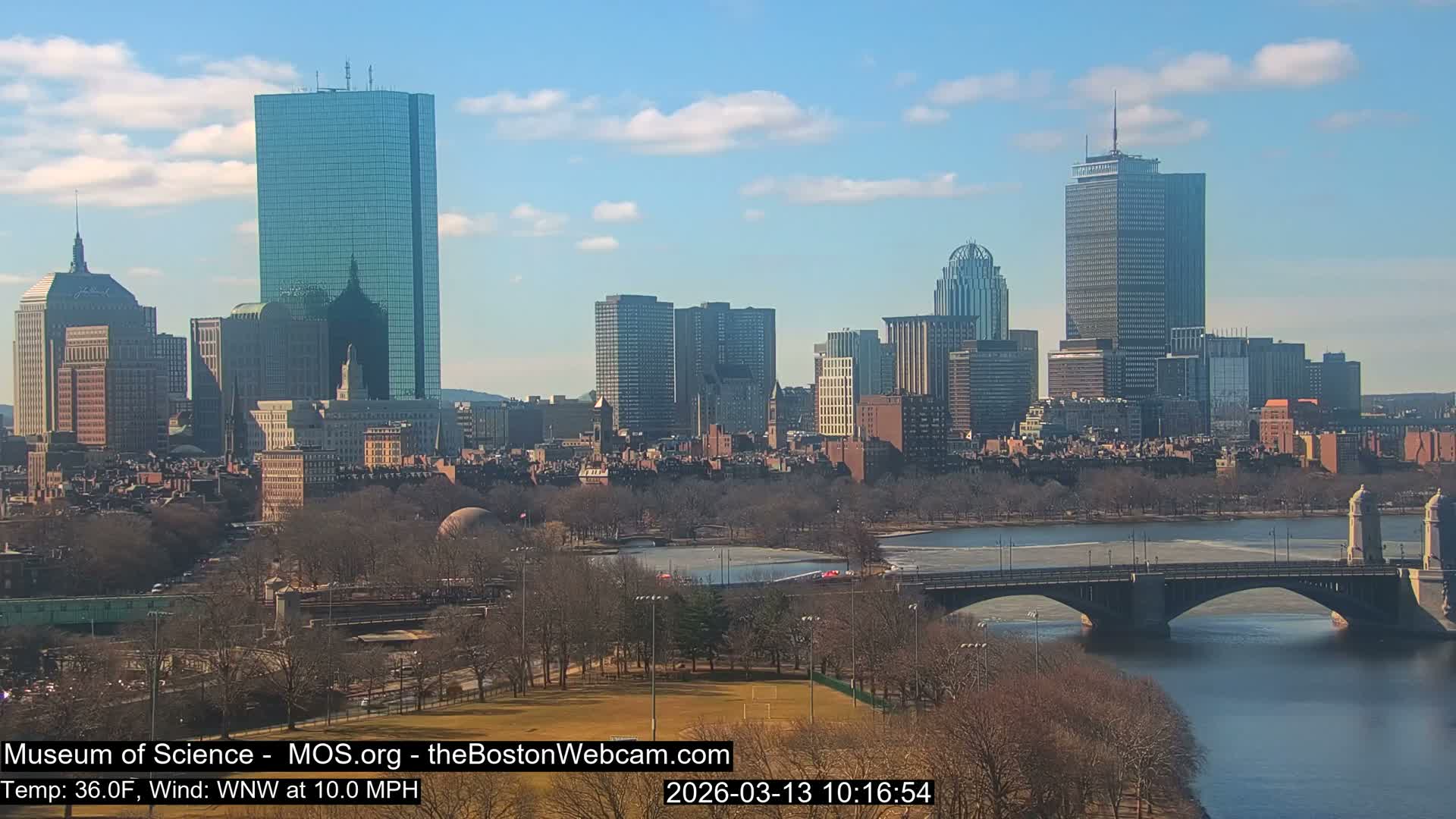Charles River & Boston City View Live Cam - Boston, Massachusetts, USA