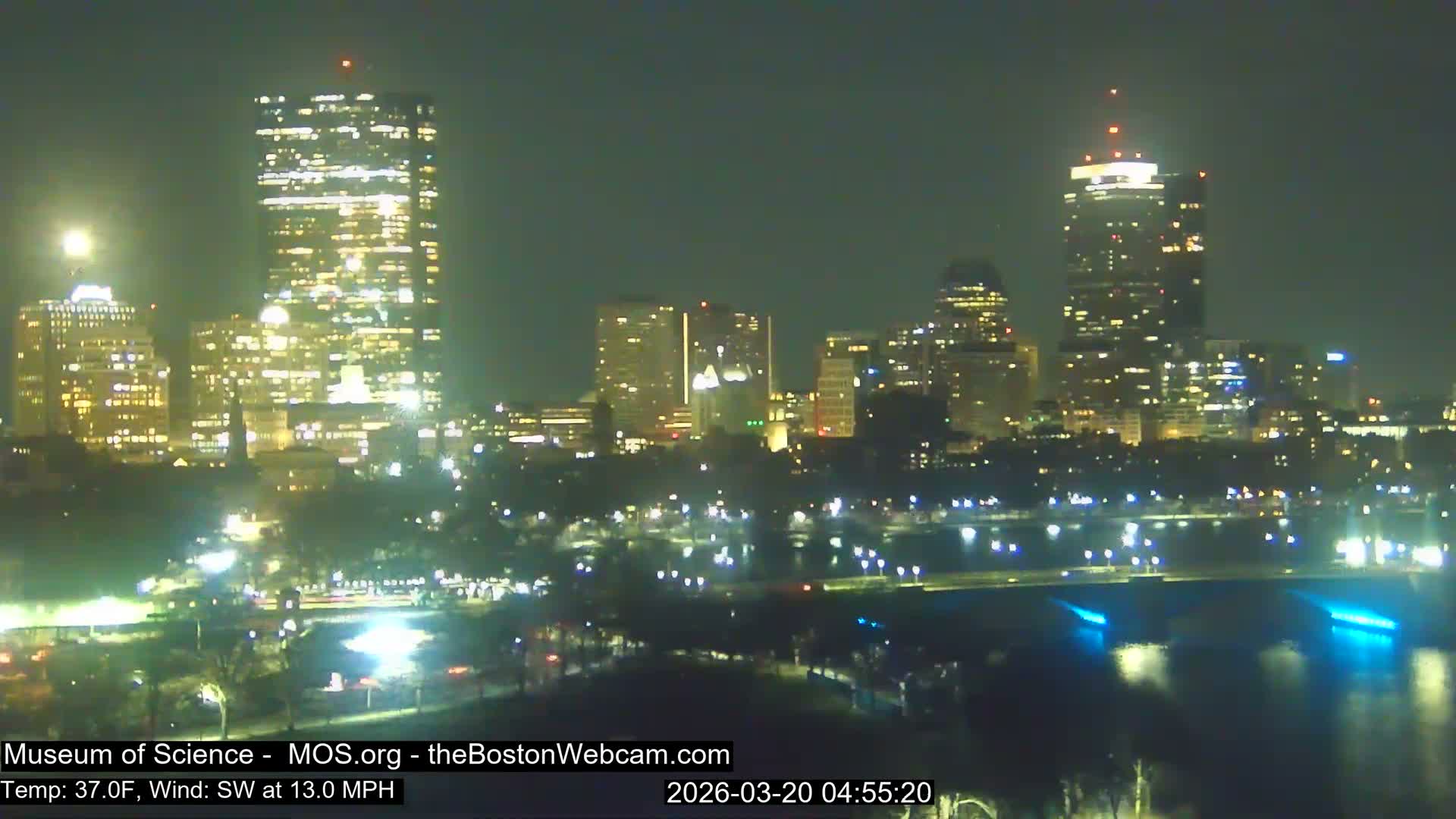Charles River & Boston City View Live Cam - Boston, Massachusetts, USA