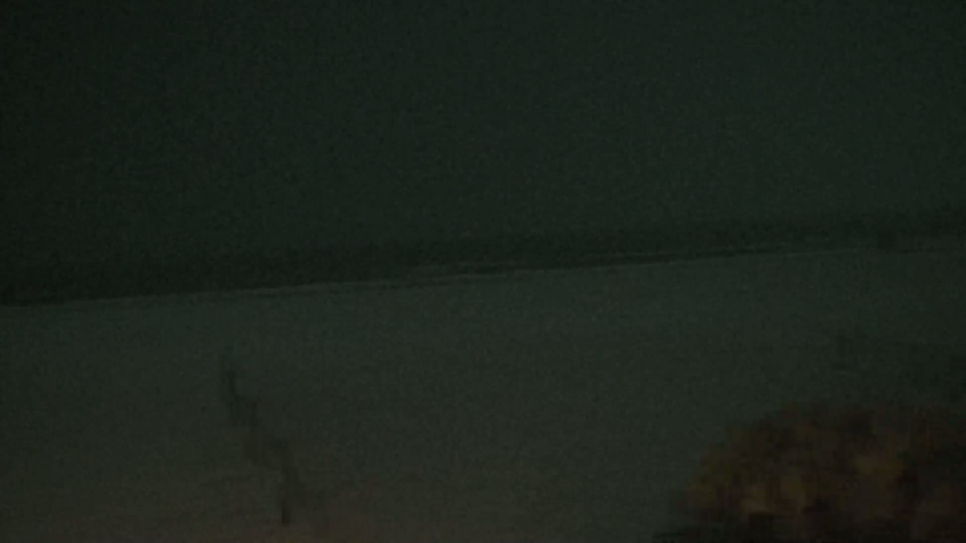 A dark, possibly nighttime, outdoor scene shows a flat, indistinct ground with a blurry, dark object in the lower right corner.