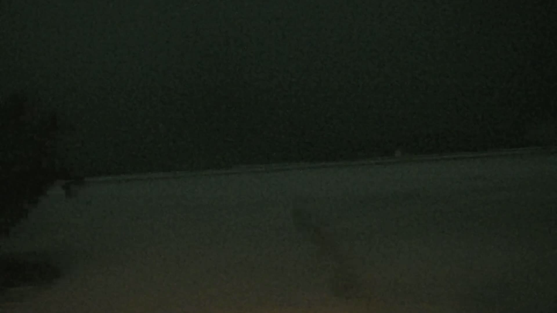 A dark, blurry image shows a snowy, nighttime scene.