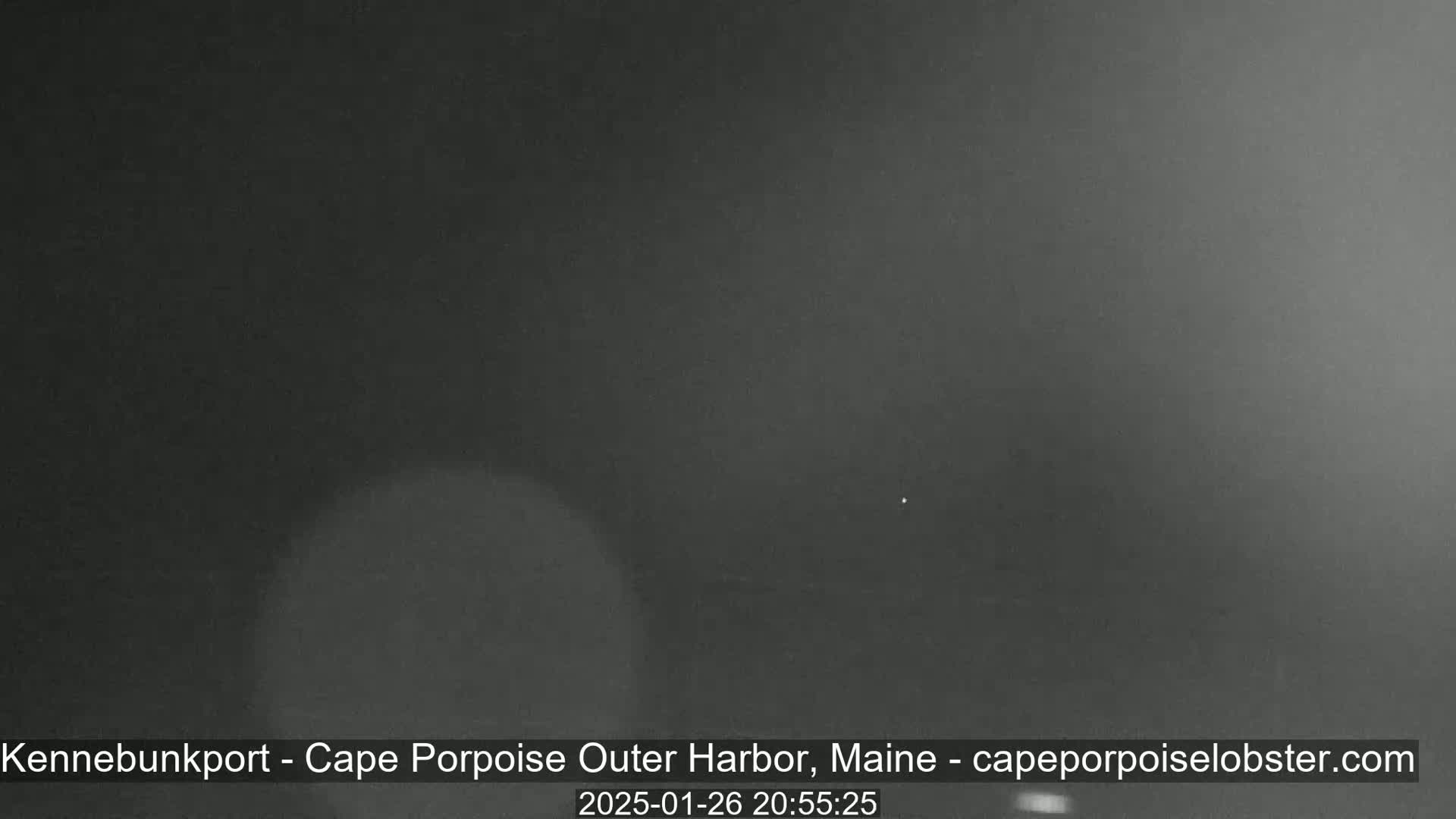 A dark, blurry image shows a nighttime outdoor scene with very poor visibility.