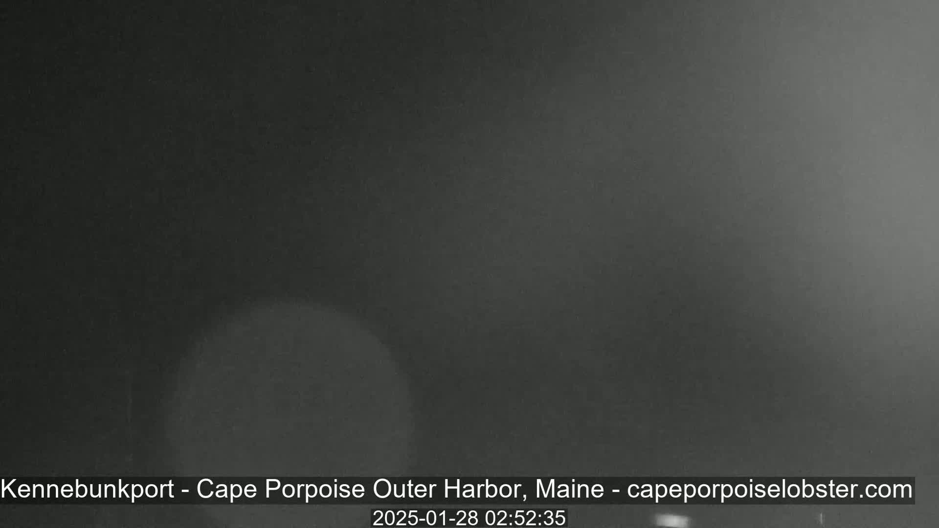A dark, blurry nighttime image shows a mostly featureless scene with some faint light sources.