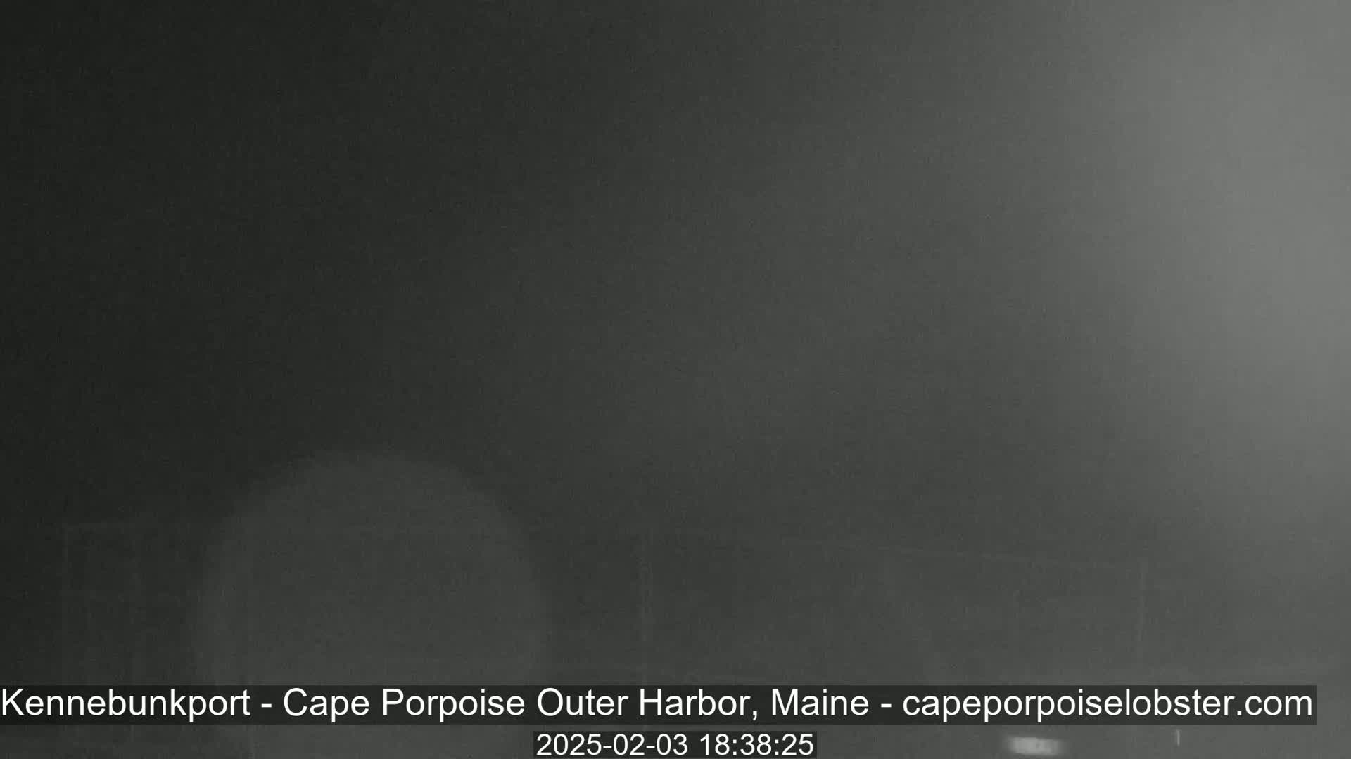 A dark, blurry image shows a mostly featureless night scene under overcast conditions.