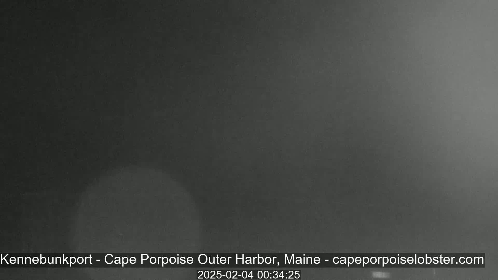 A dark, blurry image shows a foggy or hazy night scene.