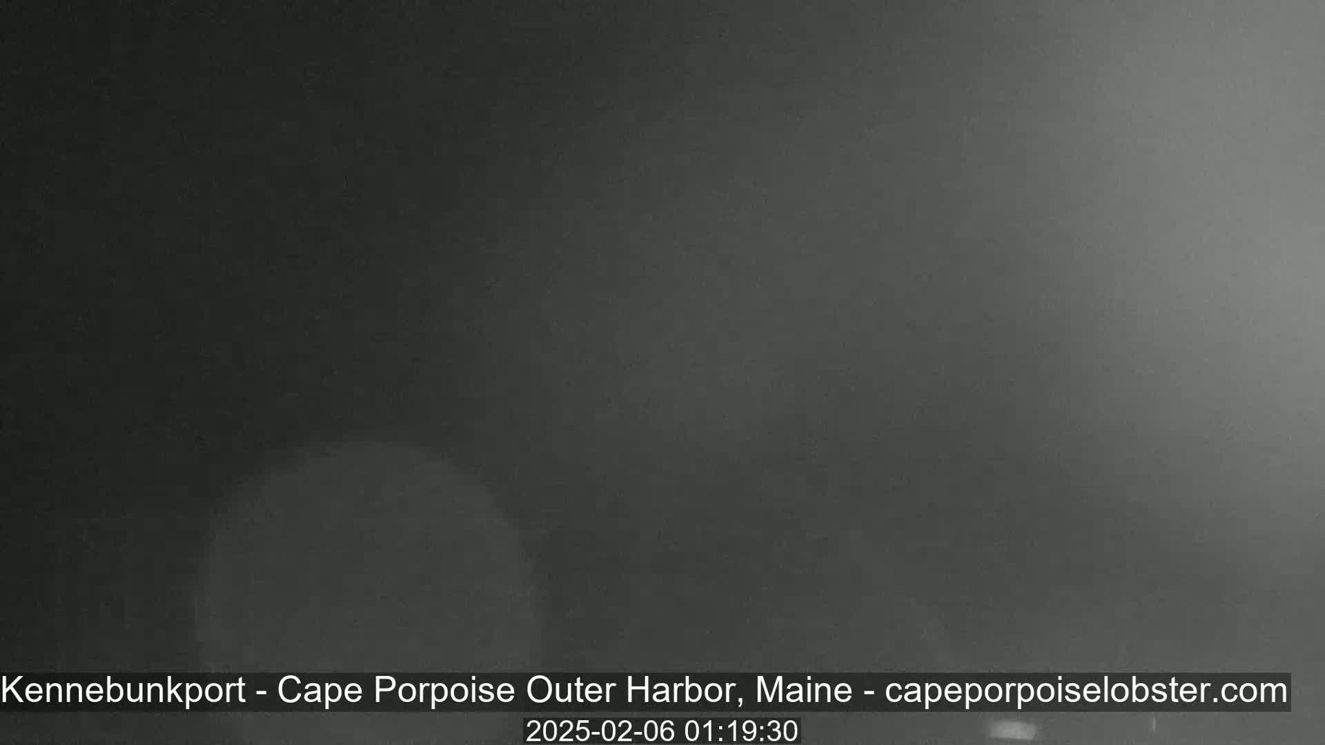 A dark, foggy scene is visible at night.
