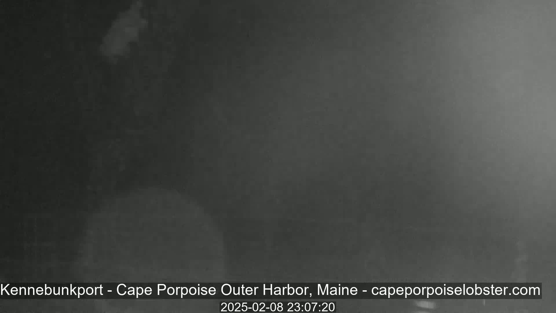 A dark, blurry image shows a mostly featureless, dark gray scene at night.