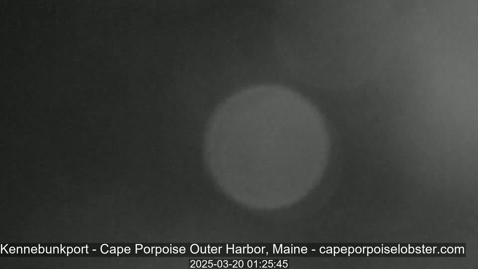 A blurry, bright, circular light is visible in the center of a dark, nighttime image.