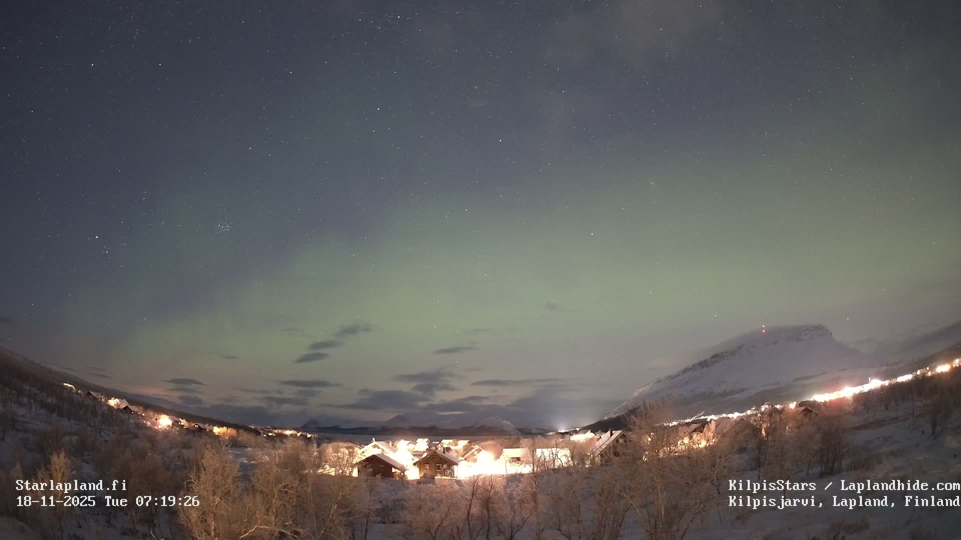 Kilpisjarvi Village , Northern Lights/Aurora Borealis Live Cam - Kilpisjärvi, Enontekiö, Lapland, Finland