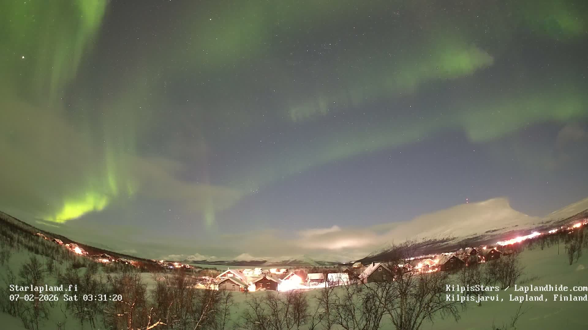 Kilpisjarvi Village , Northern Lights/Aurora Borealis Live Cam - Kilpisjärvi, Enontekiö, Lapland, Finland