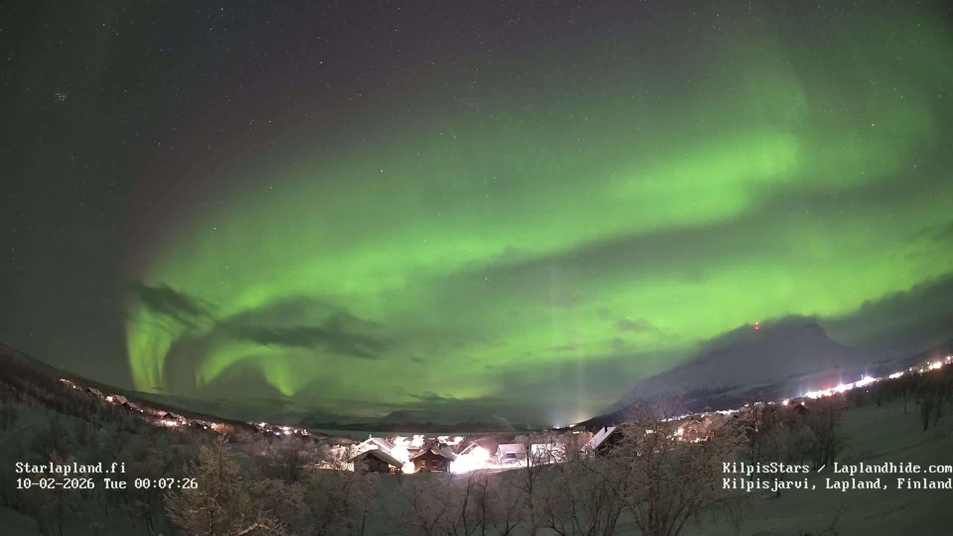 Kilpisjarvi Village , Northern Lights/Aurora Borealis Live Cam - Kilpisjärvi, Enontekiö, Lapland, Finland