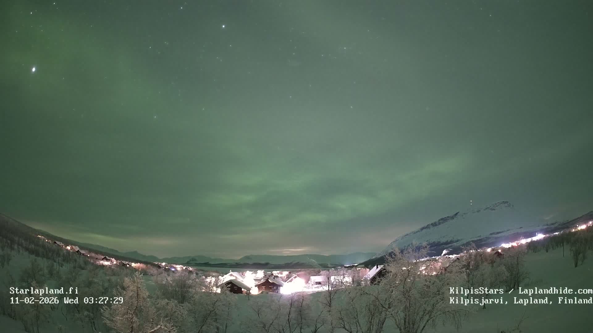 Kilpisjarvi Village , Northern Lights/Aurora Borealis Live Cam - Kilpisjärvi, Enontekiö, Lapland, Finland