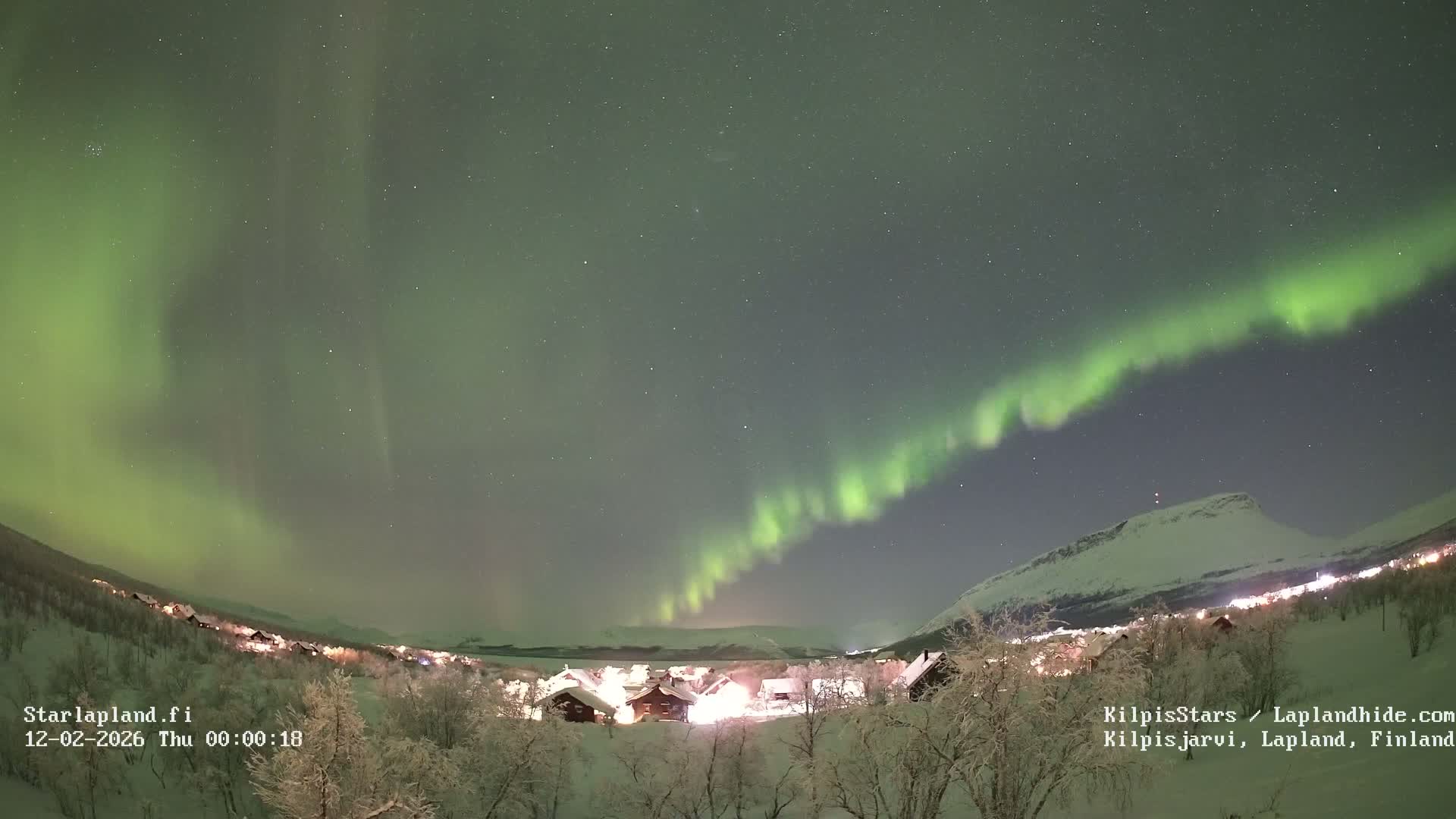 Kilpisjarvi Village , Northern Lights/Aurora Borealis Live Cam - Kilpisjärvi, Enontekiö, Lapland, Finland
