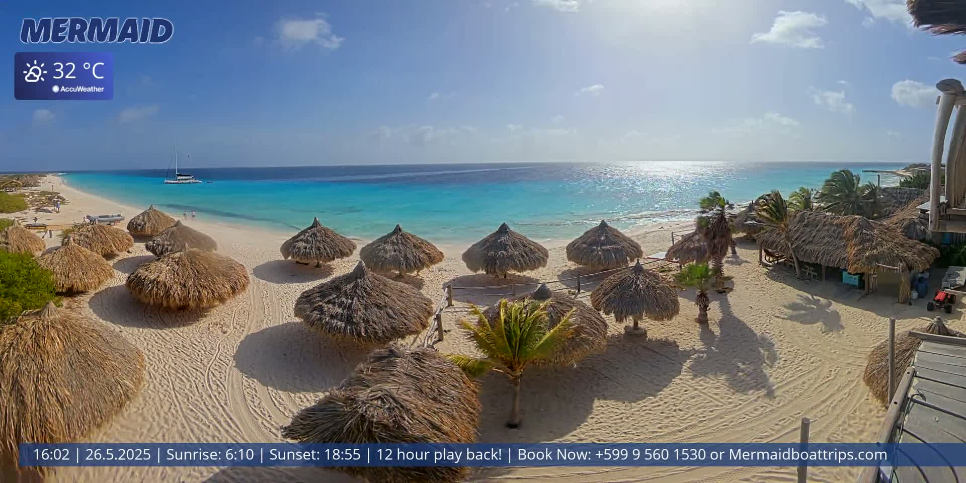 Carribean, Klein Curaçao Beach Mermaid Boat Trips Live Cam - Klein Island, Curacao, Netherland