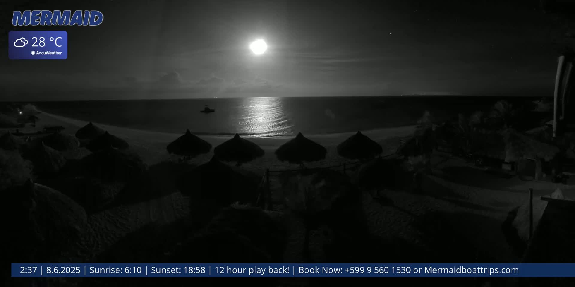 Carribean, Klein Curaçao Beach Mermaid Boat Trips Live Cam - Klein Island, Curacao, Netherland