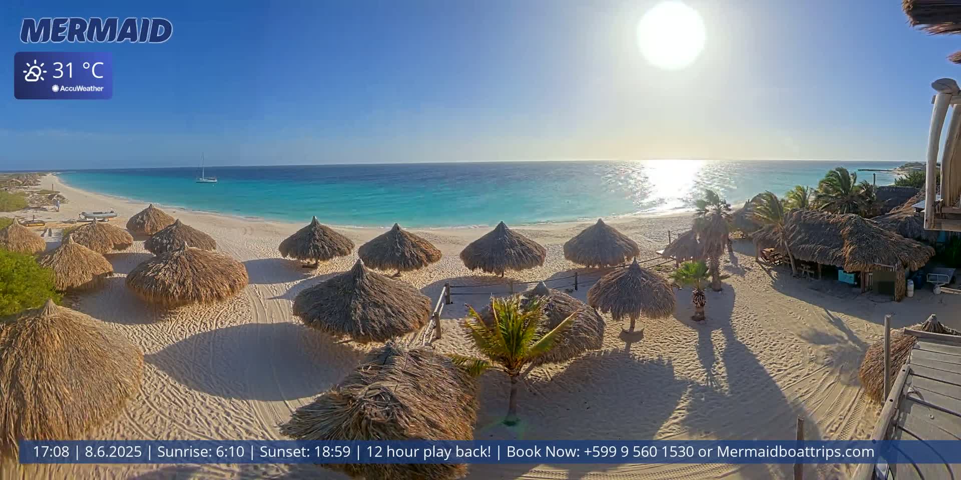 Carribean, Klein Curaçao Beach Mermaid Boat Trips Live Cam - Klein Island, Curacao, Netherland
