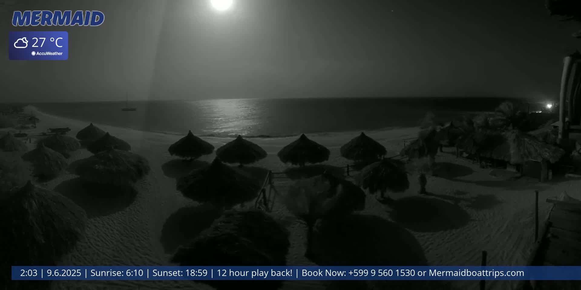 Carribean, Klein Curaçao Beach Mermaid Boat Trips Live Cam - Klein Island, Curacao, Netherland