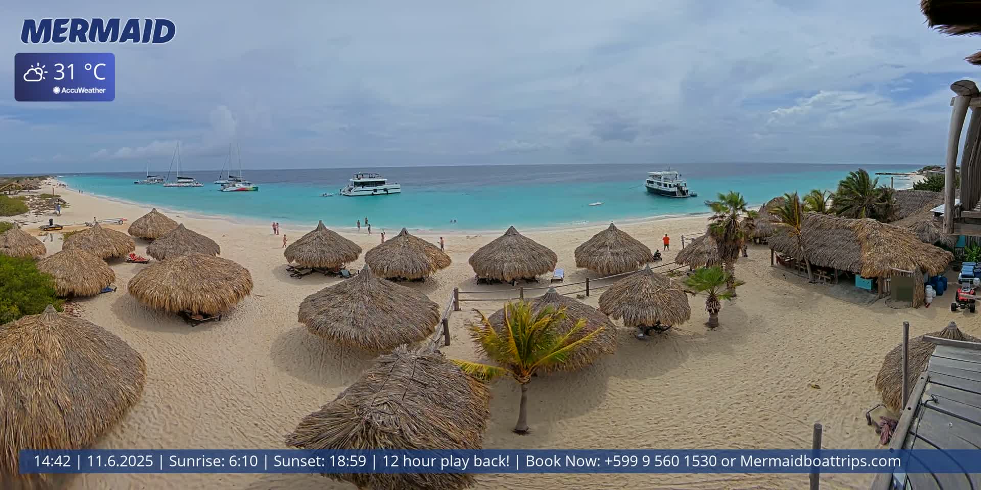 Carribean, Klein Curaçao Beach Mermaid Boat Trips Live Cam - Klein Island, Curacao, Netherland