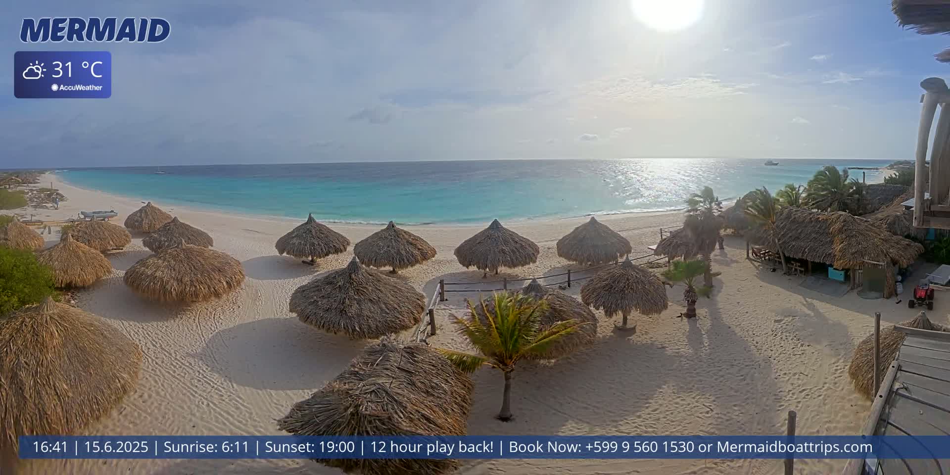 Carribean, Klein Curaçao Beach Mermaid Boat Trips Live Cam - Klein Island, Curacao, Netherland