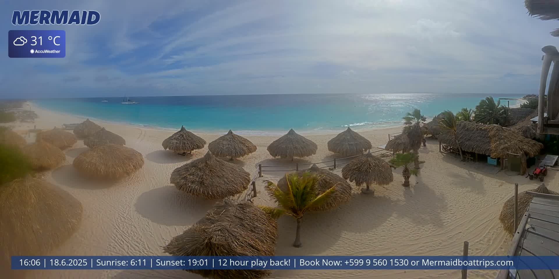 Carribean, Klein Curaçao Beach Mermaid Boat Trips Live Cam - Klein Island, Curacao, Netherland