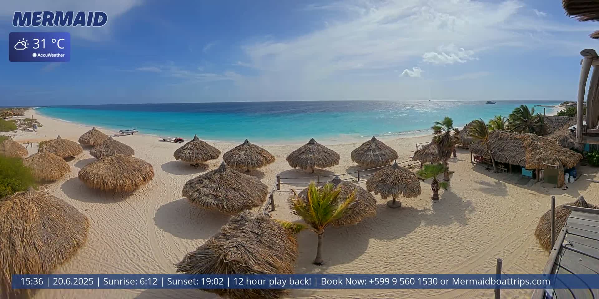 Carribean, Klein Curaçao Beach Mermaid Boat Trips Live Cam - Klein Island, Curacao, Netherland