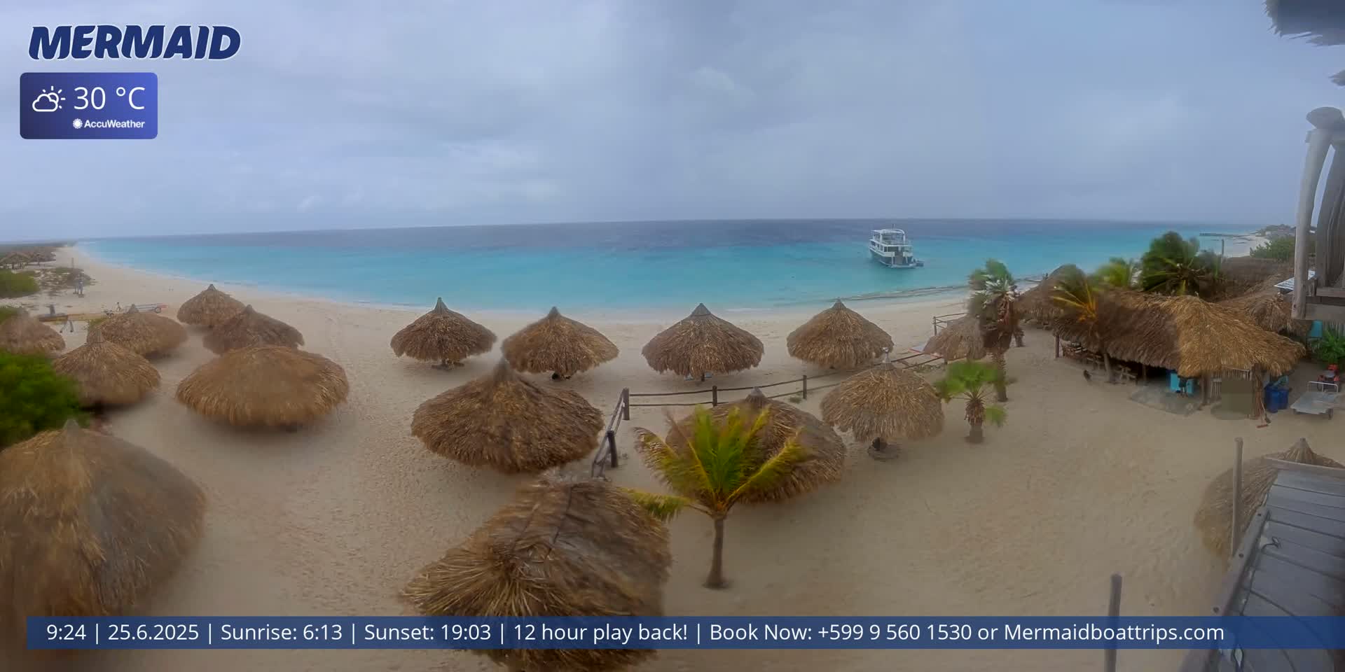Carribean, Klein Curaçao Beach Mermaid Boat Trips Live Cam - Klein Island, Curacao, Netherland