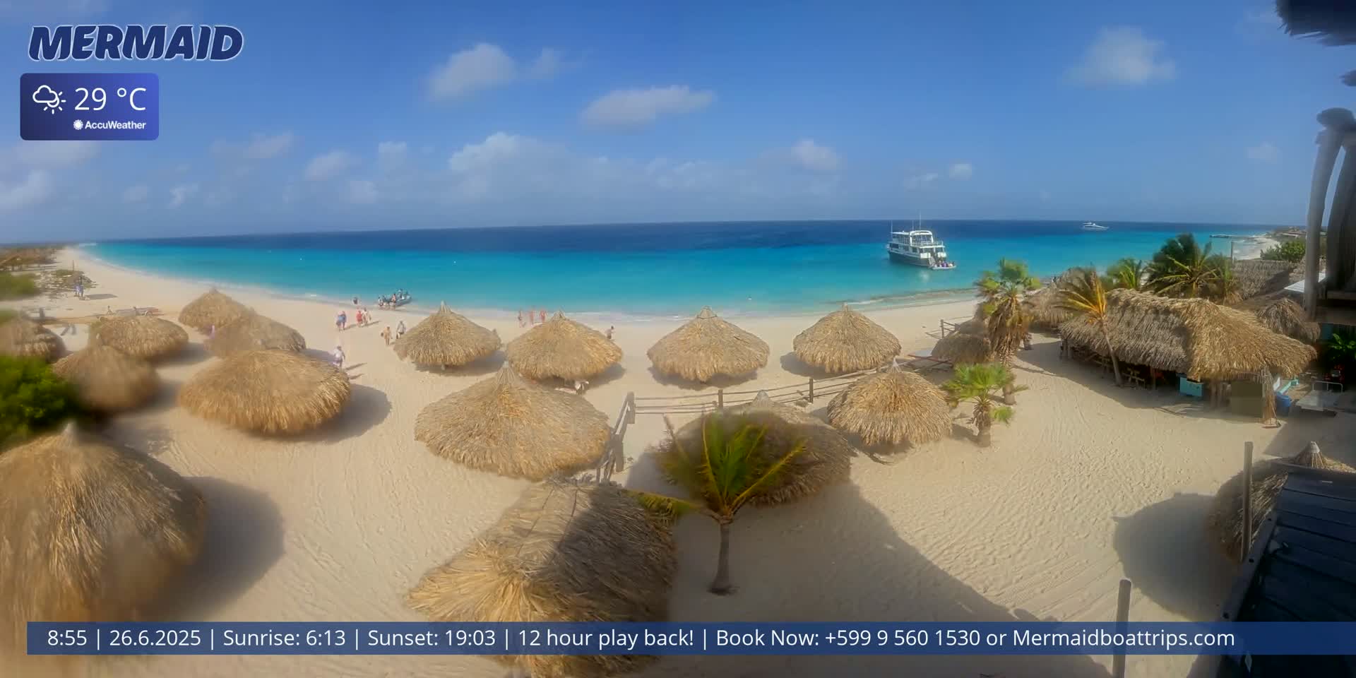 Carribean, Klein Curaçao Beach Mermaid Boat Trips Live Cam - Klein Island, Curacao, Netherland