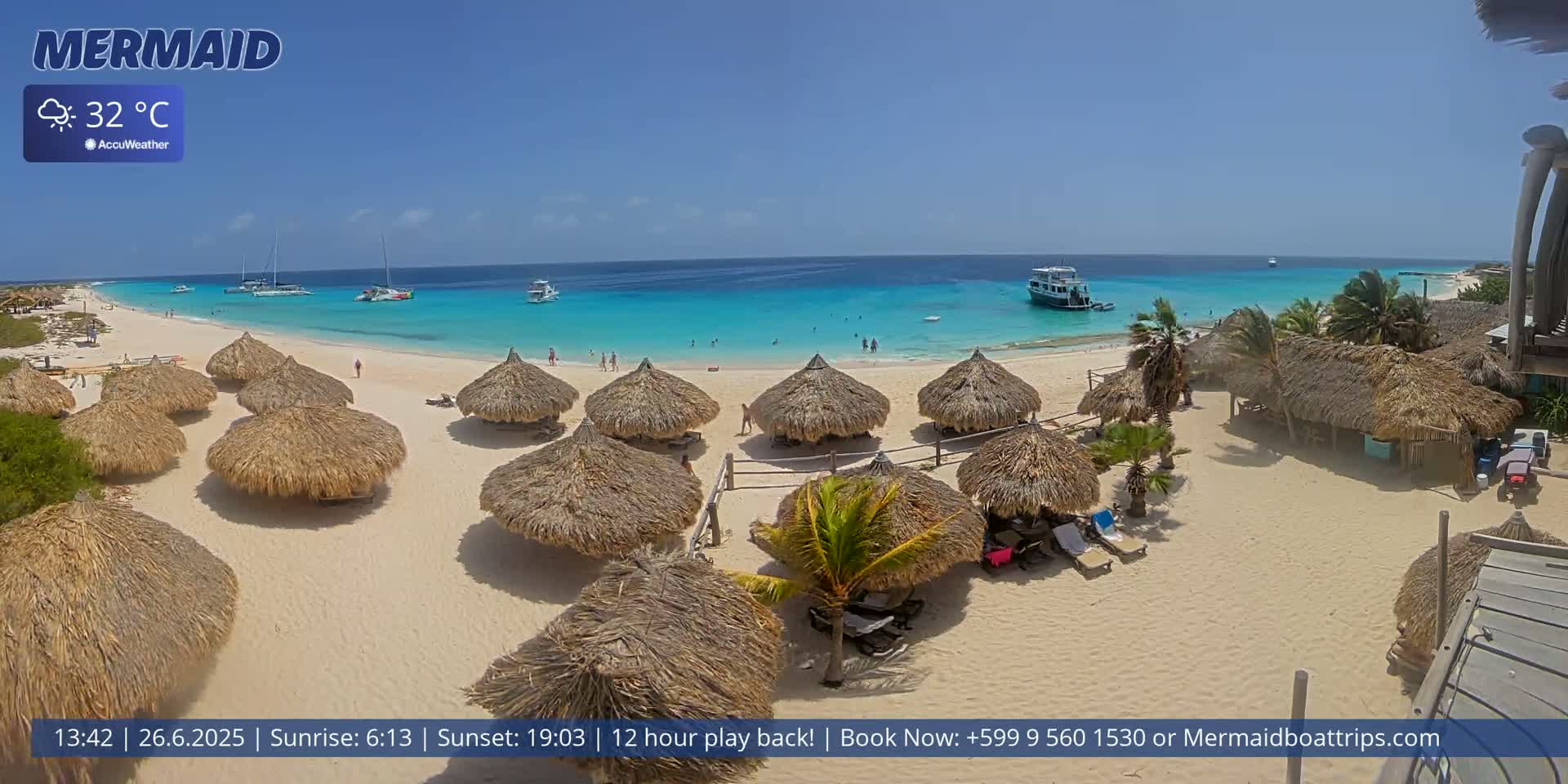 Carribean, Klein Curaçao Beach Mermaid Boat Trips Live Cam - Klein Island, Curacao, Netherland
