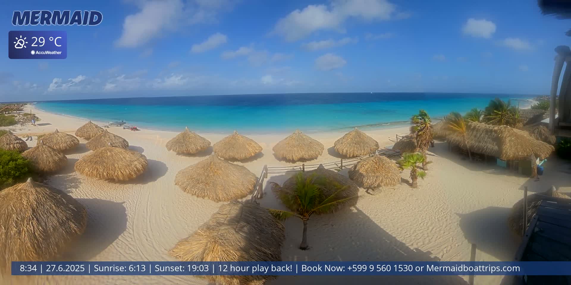 Carribean, Klein Curaçao Beach Mermaid Boat Trips Live Cam - Klein Island, Curacao, Netherland