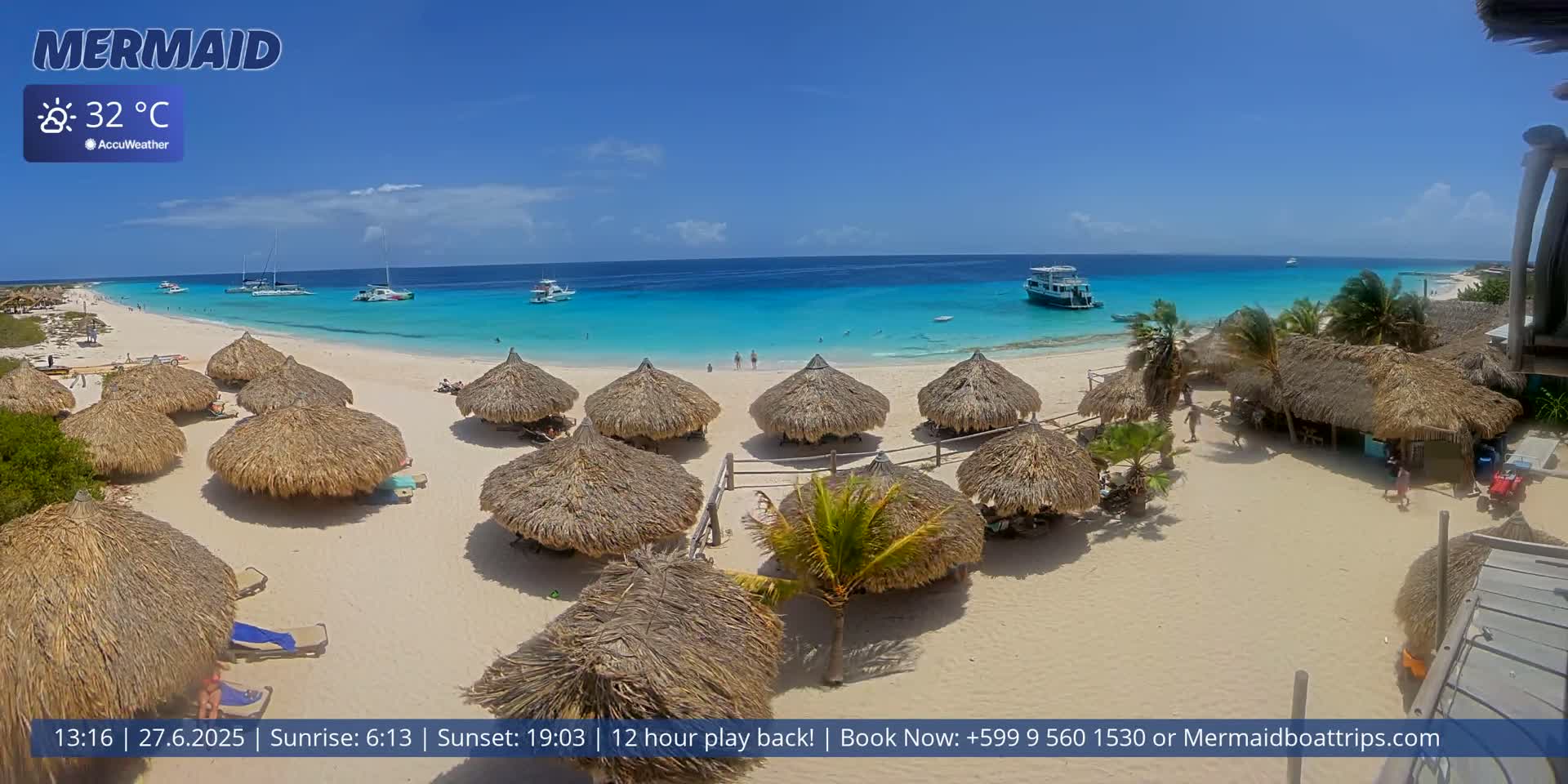 Carribean, Klein Curaçao Beach Mermaid Boat Trips Live Cam - Klein Island, Curacao, Netherland