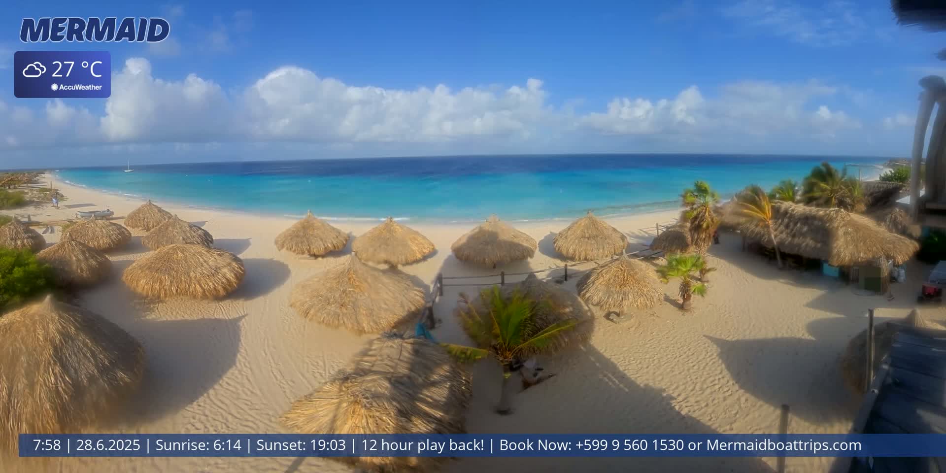 Carribean, Klein Curaçao Beach Mermaid Boat Trips Live Cam - Klein Island, Curacao, Netherland