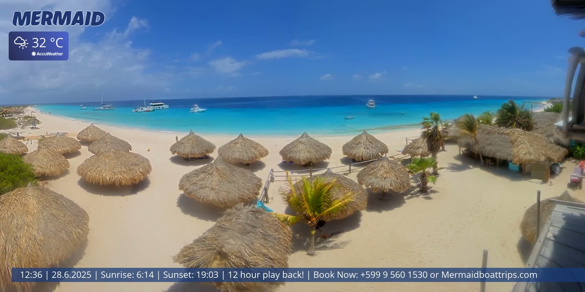 Carribean, Klein Curaçao Beach Mermaid Boat Trips Live Cam - Klein Island, Curacao, Netherland