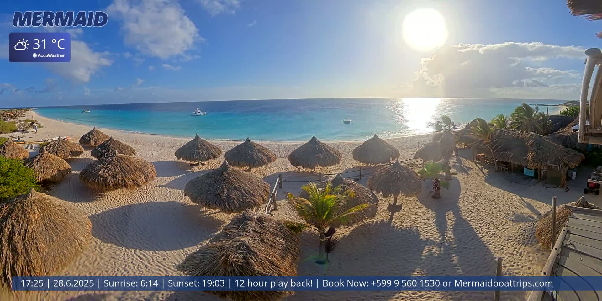 Carribean, Klein Curaçao Beach Mermaid Boat Trips Live Cam - Klein Island, Curacao, Netherland