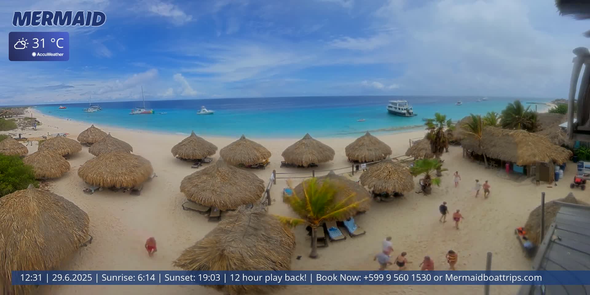 Carribean, Klein Curaçao Beach Mermaid Boat Trips Live Cam - Klein Island, Curacao, Netherland