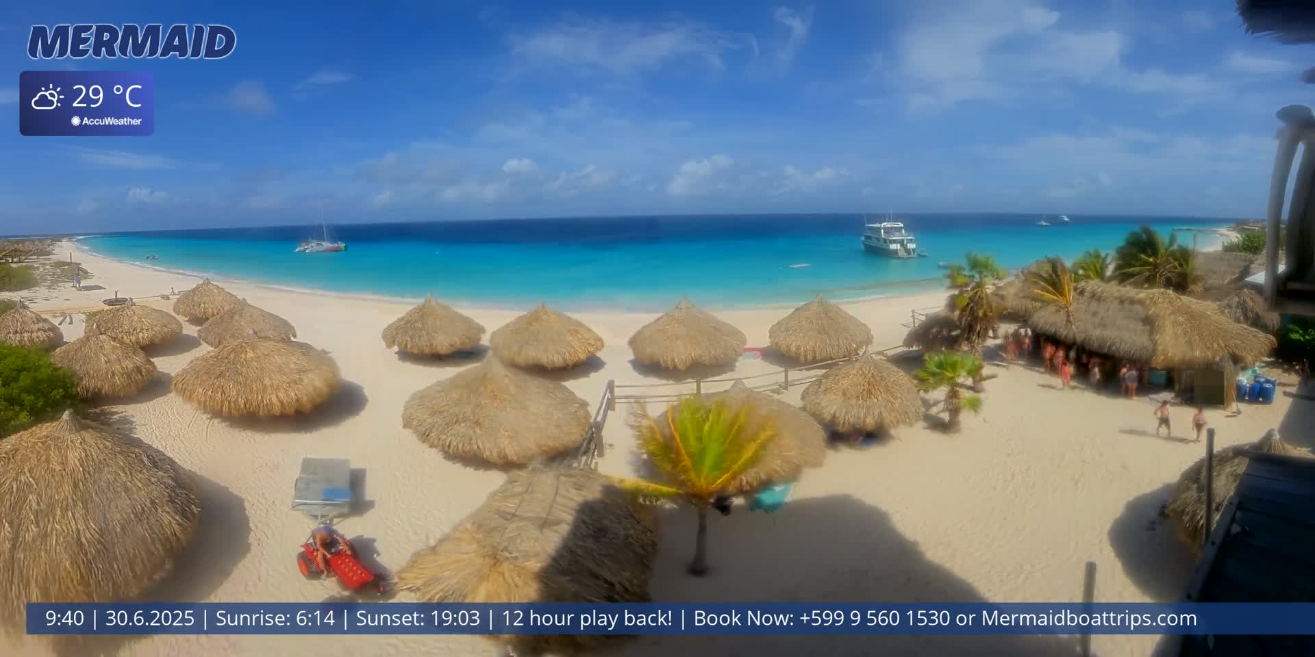 Carribean, Klein Curaçao Beach Mermaid Boat Trips Live Cam - Klein Island, Curacao, Netherland