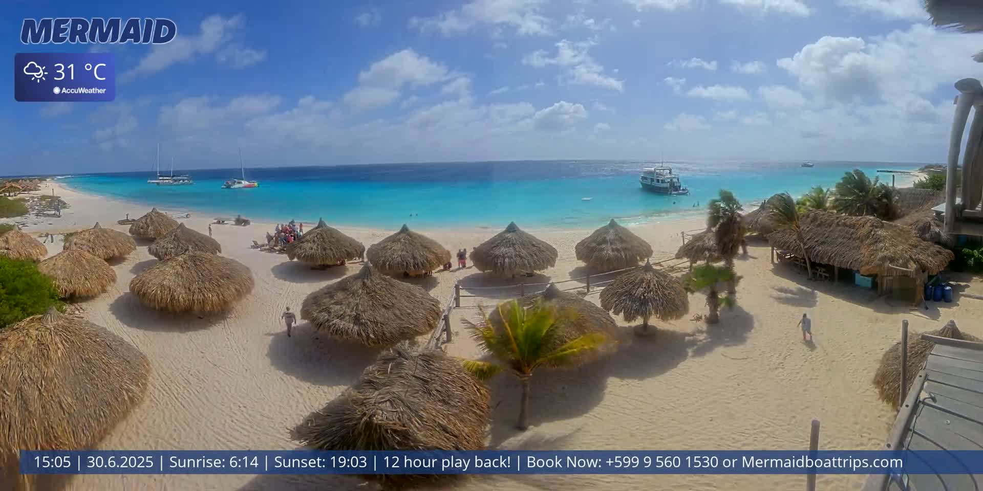 Carribean, Klein Curaçao Beach Mermaid Boat Trips Live Cam - Klein Island, Curacao, Netherland