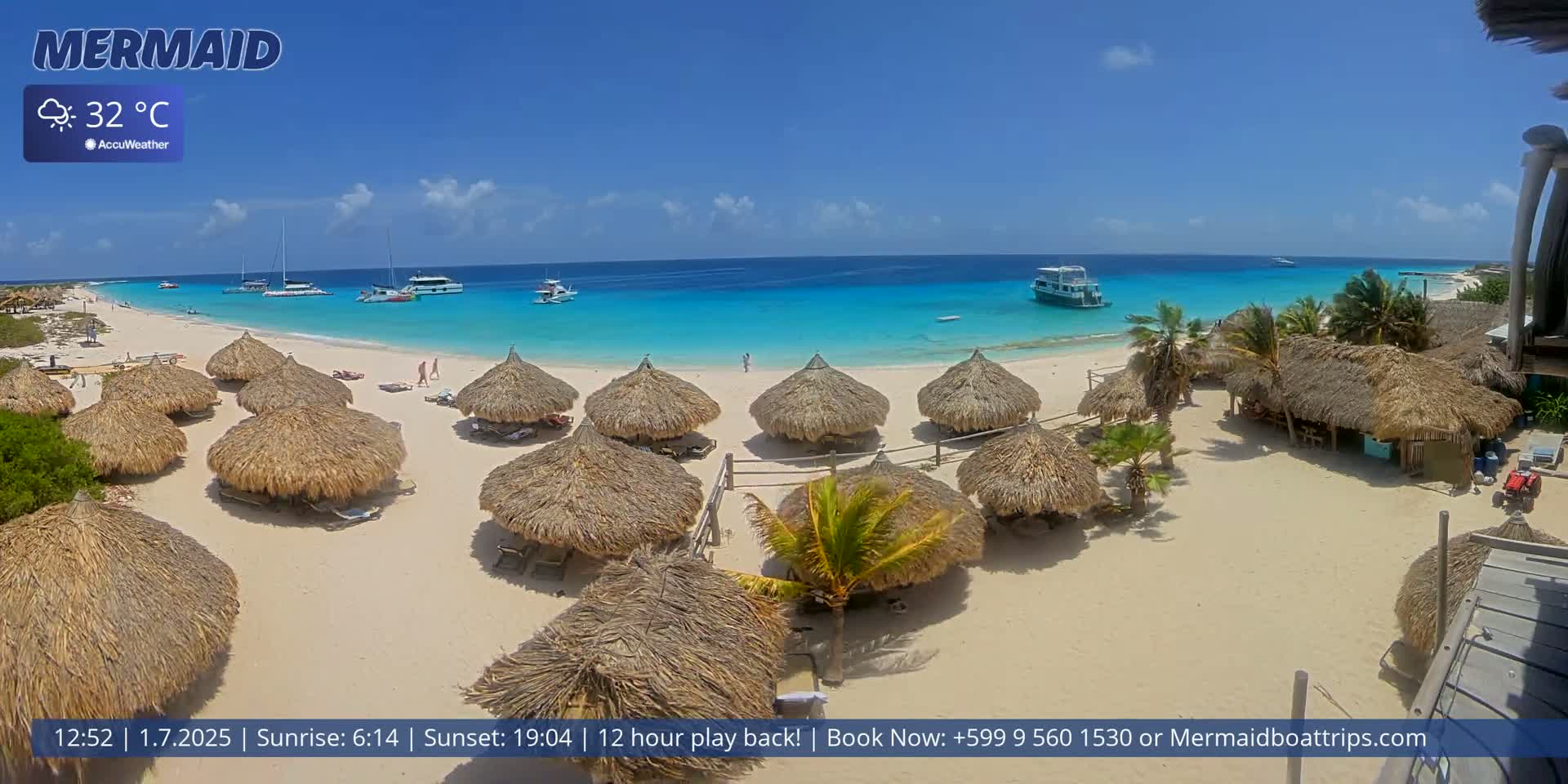 Carribean, Klein Curaçao Beach Mermaid Boat Trips Live Cam - Klein Island, Curacao, Netherland