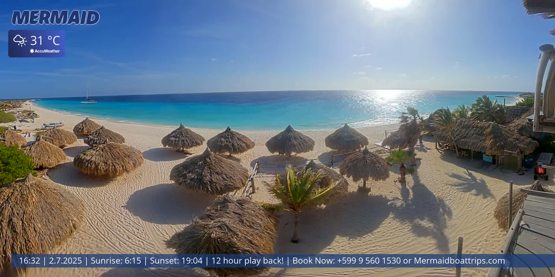Carribean, Klein Curaçao Beach Mermaid Boat Trips Live Cam - Klein Island, Curacao, Netherland