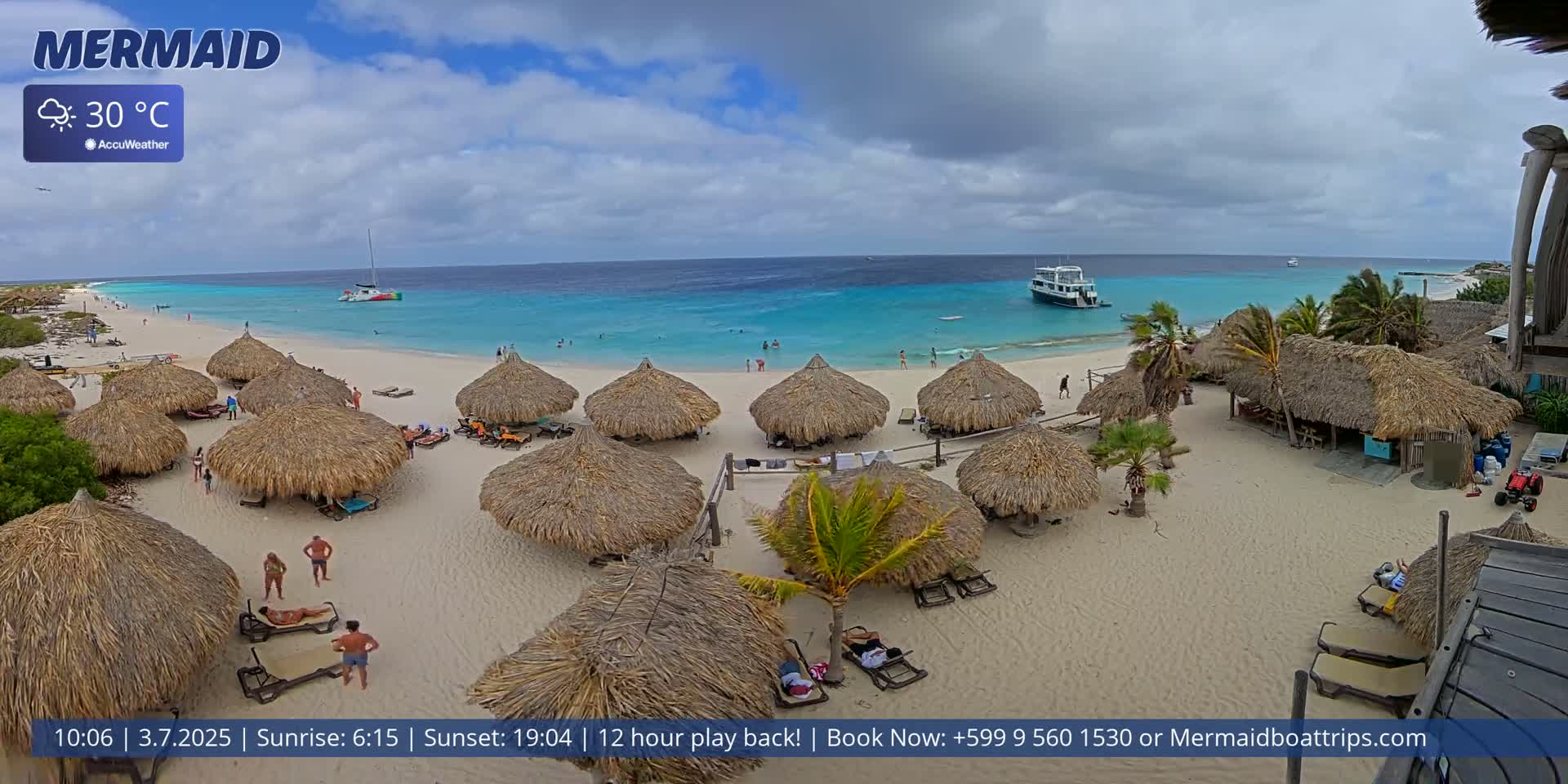 Carribean, Klein Curaçao Beach Mermaid Boat Trips Live Cam - Klein Island, Curacao, Netherland