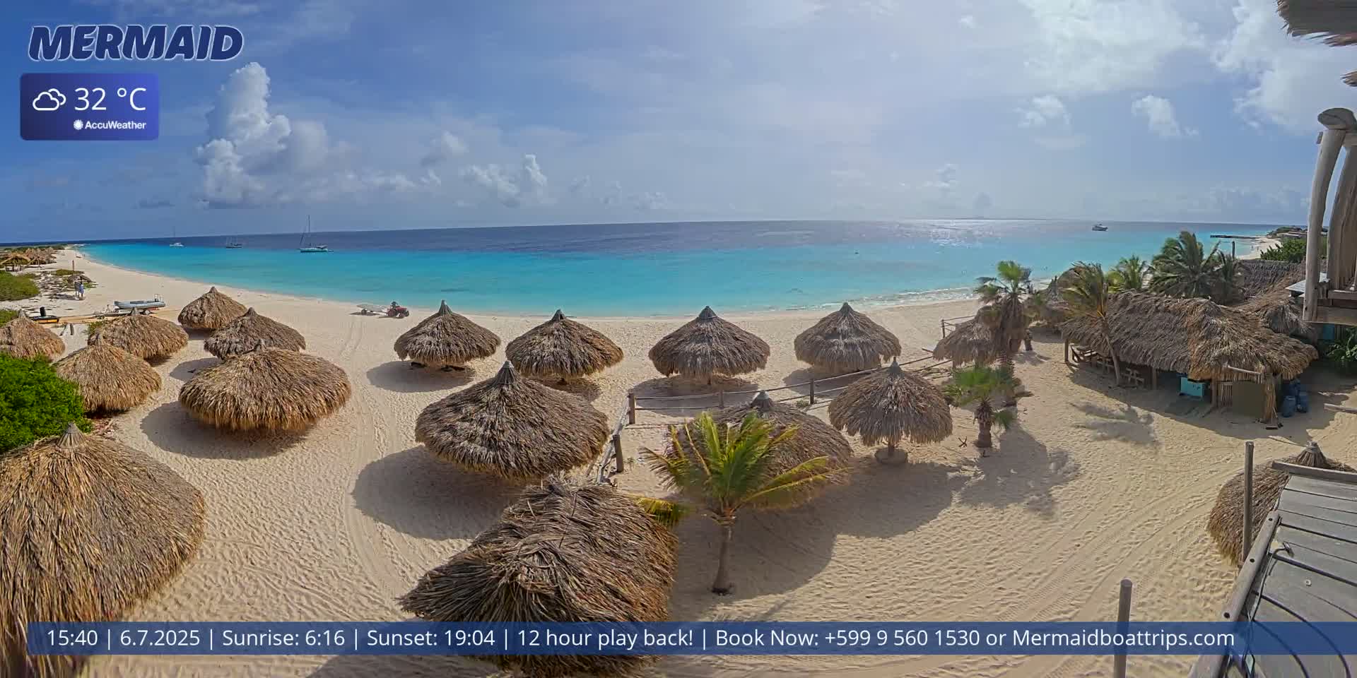 Carribean, Klein Curaçao Beach Mermaid Boat Trips Live Cam - Klein Island, Curacao, Netherland