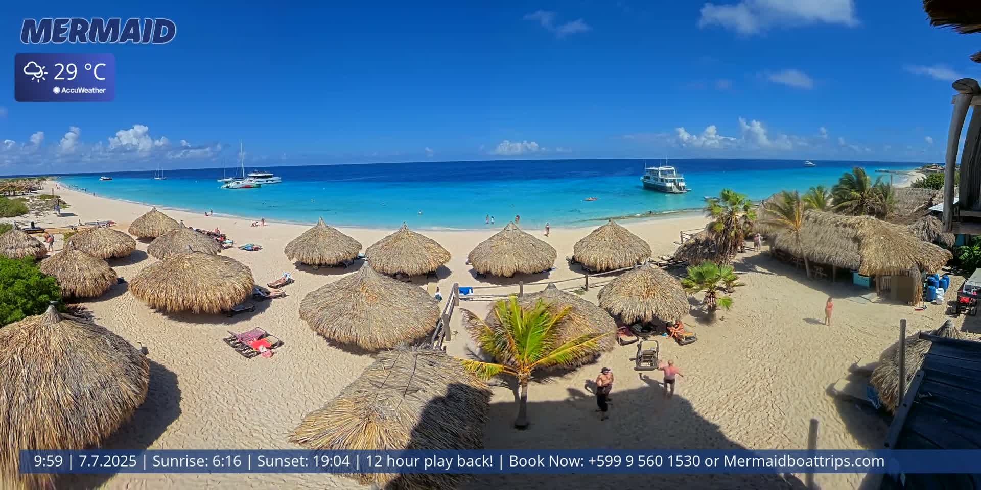 Carribean, Klein Curaçao Beach Mermaid Boat Trips Live Cam - Klein Island, Curacao, Netherland