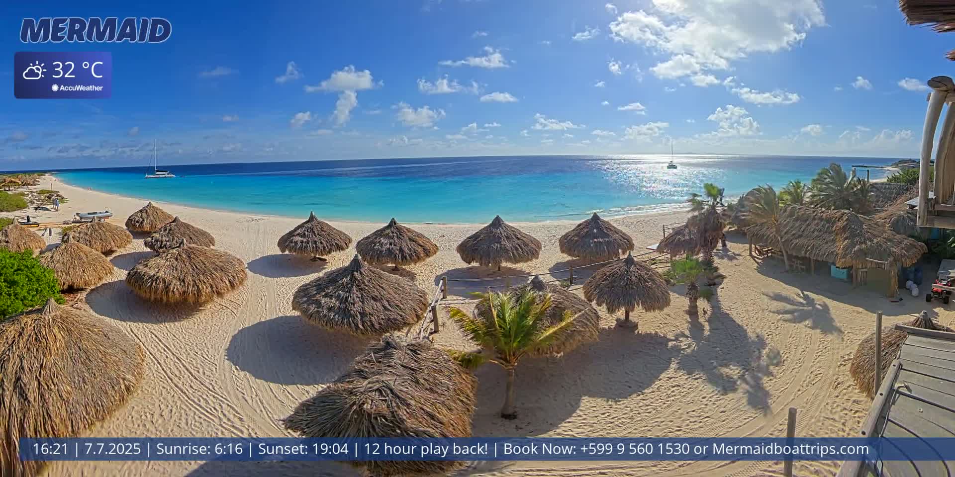 Carribean, Klein Curaçao Beach Mermaid Boat Trips Live Cam - Klein Island, Curacao, Netherland
