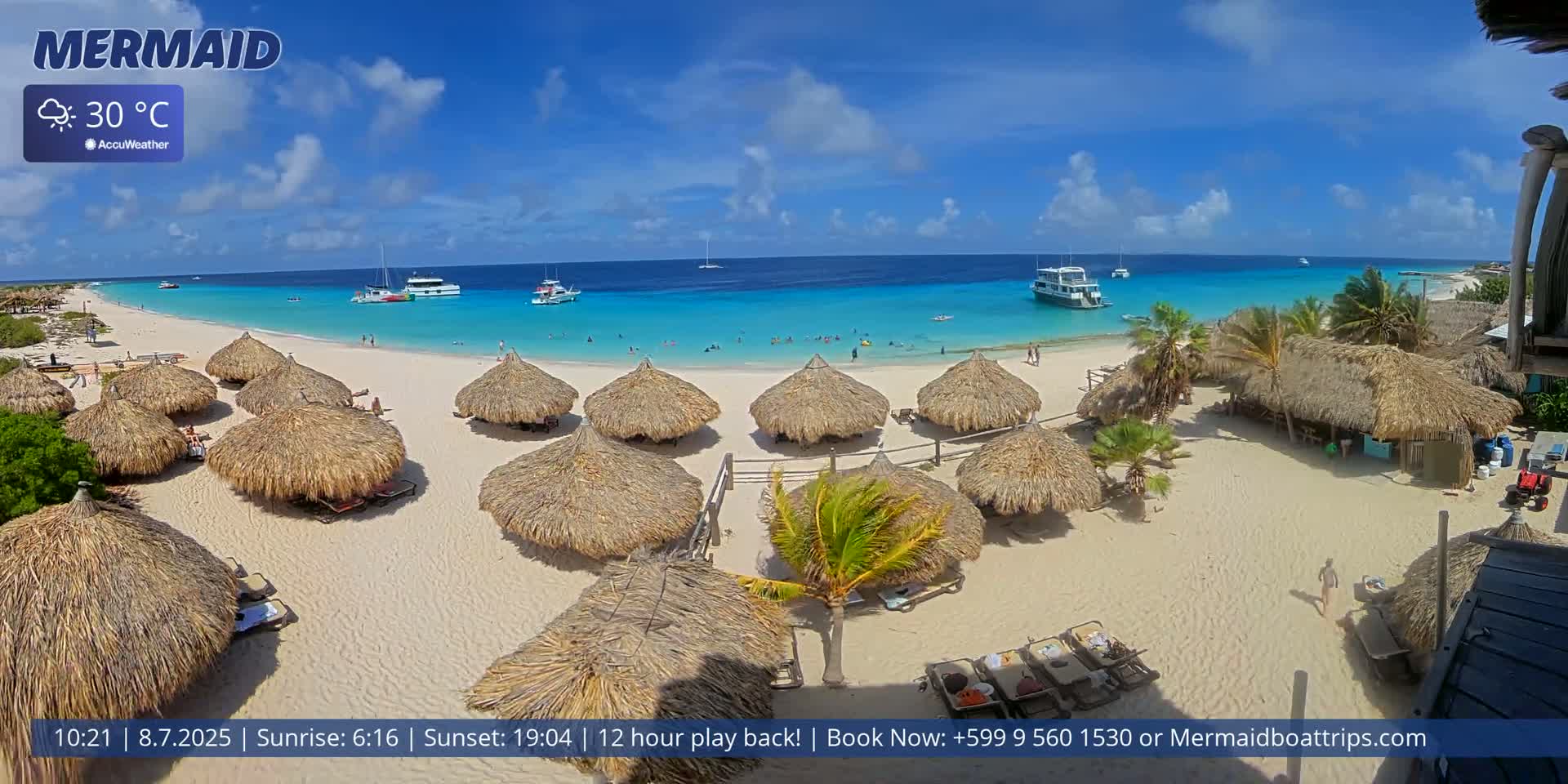 Carribean, Klein Curaçao Beach Mermaid Boat Trips Live Cam - Klein Island, Curacao, Netherland